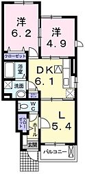 プリマベーラD 3DKの間取図画像