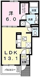 アルカーサ2 1LDKの間取図画像