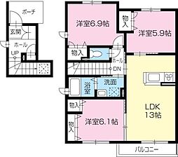 プロヌーブ吉野本町2 3LDKの間取図画像