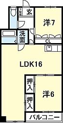 マリンハイツ 2LDKの間取図画像