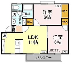 ファミール田宮 2LDKの間取図画像