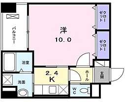 ソワ・リヴィエール 1Kの間取図画像