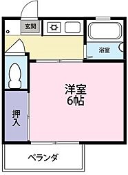 プチハウスCaritaner 1Kの間取図画像