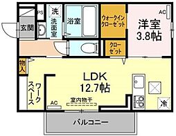 ラ・トゥール山城西A 1LDKの間取図画像