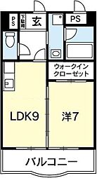 パレス中洲 1LDKの間取図画像
