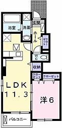 ハイソラーレ2 1LDKの間取図画像