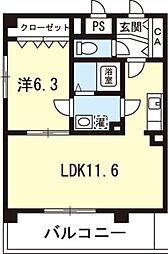 Cube-g中通町 1LDKの間取図画像