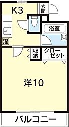 ローズガーデンハイツ 1Kの間取図画像