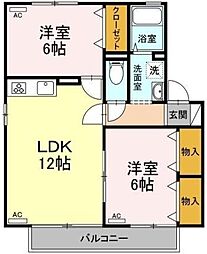 メゾネットクレールA 2LDKの間取図画像