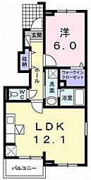 フィオーレ篠原 1LDKの間取図画像