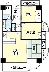 メロディーハイム徳島 3LDKの間取図画像