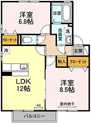 ファミール南昭和 2LDKの間取図画像