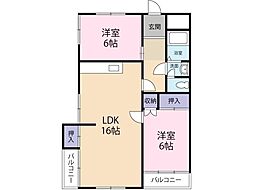 シャトレ徳島 2LDKの間取図画像