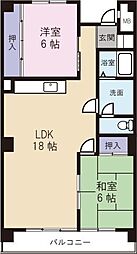 西原ハイツ 2LDKの間取図画像