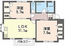 ファミールアルファ 2LDKの間取図画像