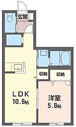 ヒカリハイツC 1LDKの間取図画像