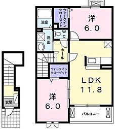 メゾンオーシャン 2LDKの間取図画像