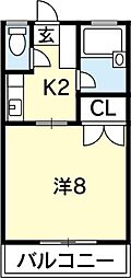 原田ハイツ 1Kの間取図画像