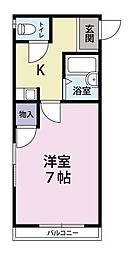 ワニーズテラス 1Kの間取図画像