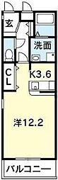 アムズガーデン 1Kの間取図画像