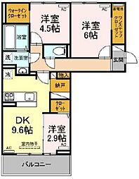 サンセール問屋町II 3DKの間取図画像