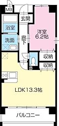 ヴァンドーム弐番館 1LDKの間取図画像
