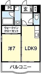パレス中洲 1LDKの間取図画像