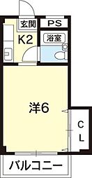 シャンゼリゼ参番館 3階1Kの間取り