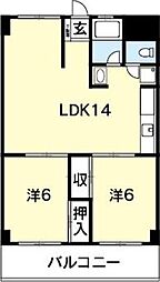 ロイヤル佐古 6階2LDKの間取り