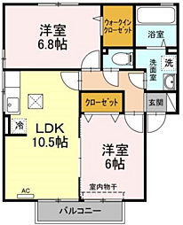 プラザシャルムA 2LDKの間取図画像