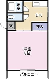第一南前川ハイツ 1DKの間取図画像