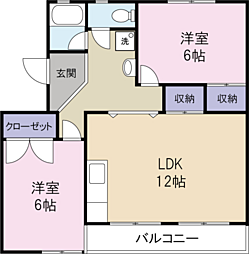 沖浜コーポ 2LDKの間取図画像