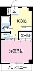 アンソレイエ弐番館 1Kの間取図画像