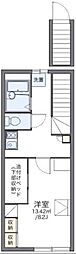 レオパレスWest3 1Kの間取図画像