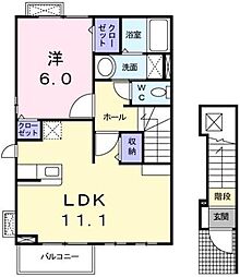 プレ ブリッジ シェトワ III 2階1LDKの間取り