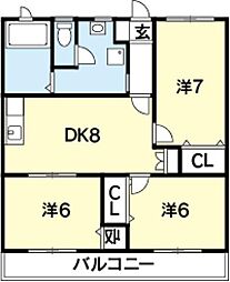ラヴェニューモリ2 3DKの間取図画像