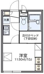 レオパレスフローラ夷山 2階1Kの間取り