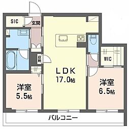 ShaMaison グランフィリア 3階2LDKの間取り