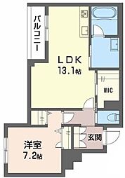 ベレオ安宅 1階1LDKの間取り