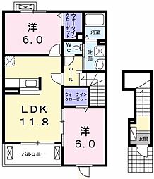メゾンオーシャン 2LDKの間取図画像