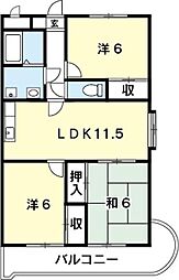 エクセルII 2階3LDKの間取り