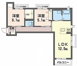 ベレオコンフォートキタシマダA 2LDKの間取図画像
