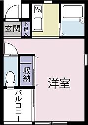 メゾンオレンジ3B ワンルームの間取図画像