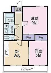パレスフェアリー1 2DKの間取図画像