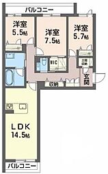 プレミアス 3LDKの間取図画像