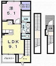 トライ パーク 伊月 3階1LDKの間取り