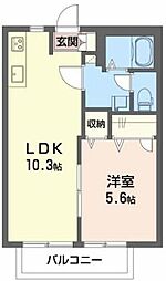 ディアスみき 2階1LDKの間取り