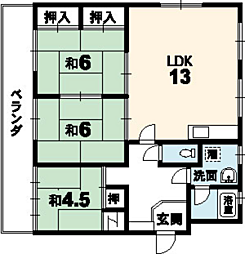 西山ハイツ 3LDKの間取図画像