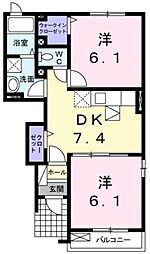 Sono FeLice 1階2DKの間取り