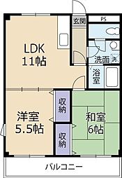 第2郡ハイツ 2LDKの間取図画像